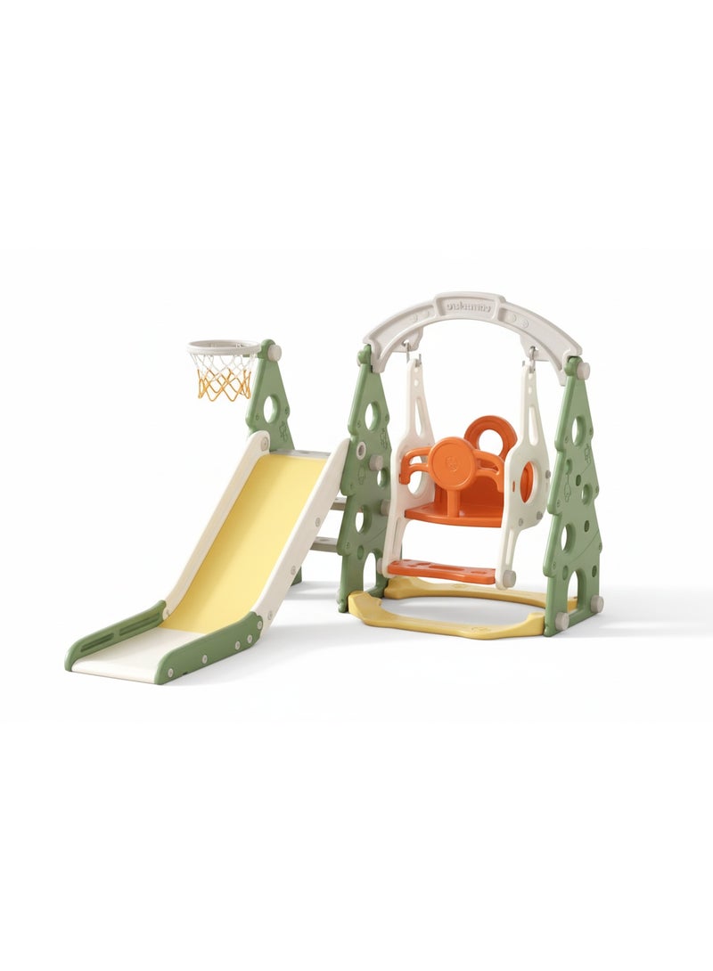 FULL JOY Children's Slide and Swing Set with Basketball Hoop 3*1 ,Indoor and outdoor playground set for toddlers, climbing play set for kids - Image 1